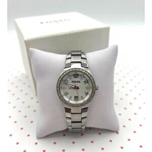 Fossil Women's Colleague Quartz Stainless Steel Three-Hand‎ Watch AM4141 Working